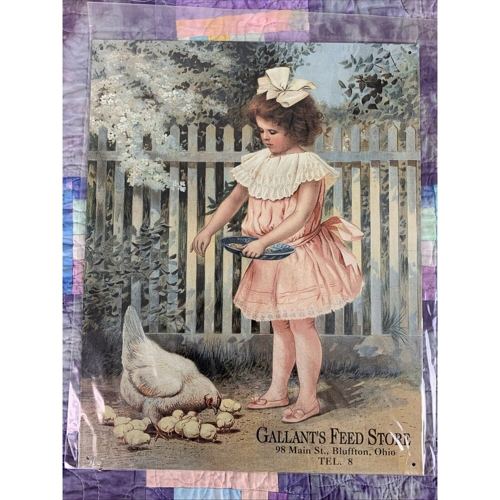 Gallants Feed Store Chicken Chicks Hen Metal 12.5x16 Farm Feed Lot Home Decor